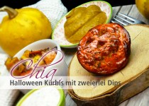 Chia Halloween Kürbis mit zweierlei Dips